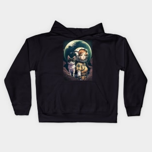 Girl & Dog in Space Fantastic Japanese Anime Retro 80s Kids Hoodie